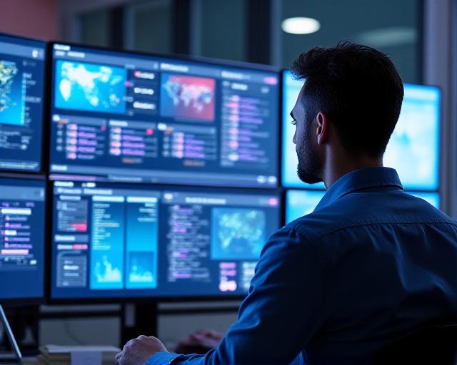 Logistics team monitoring freight data